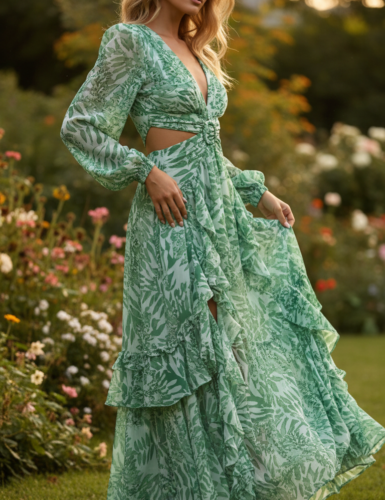 Romantic Silk & Organic Cotton Maxi Dress