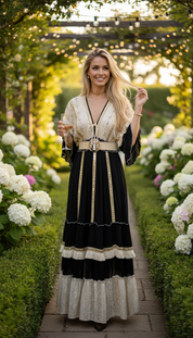 Robe longue bohème Velvet Night – Création romantique artisanale