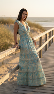 Amara Blue Silk Maxi Dress
