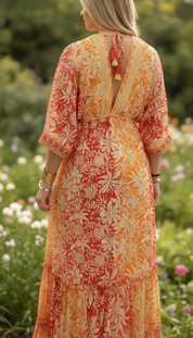 Golden Aura Orange Silk Dress