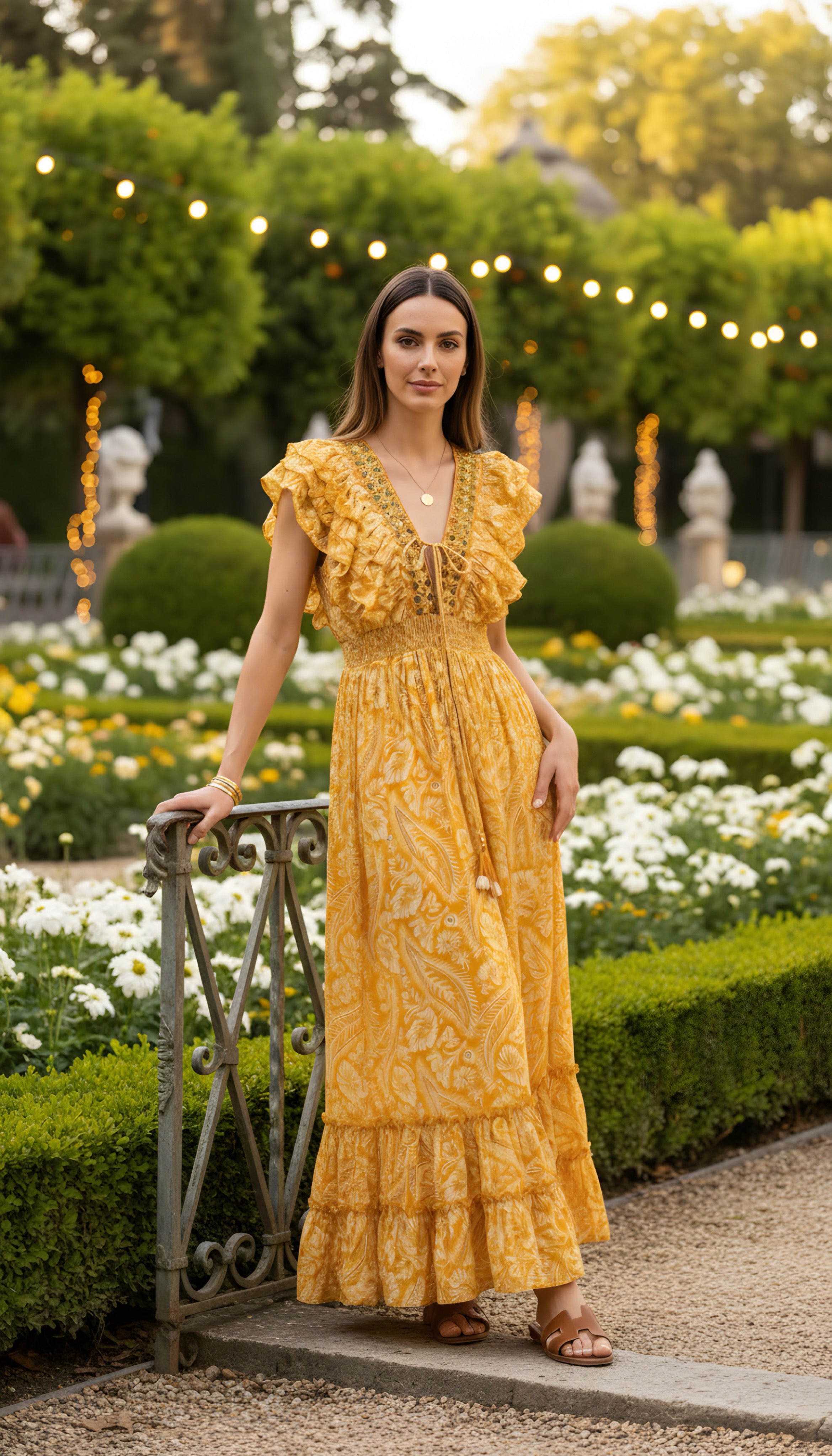 Robe en soie jaune aurore