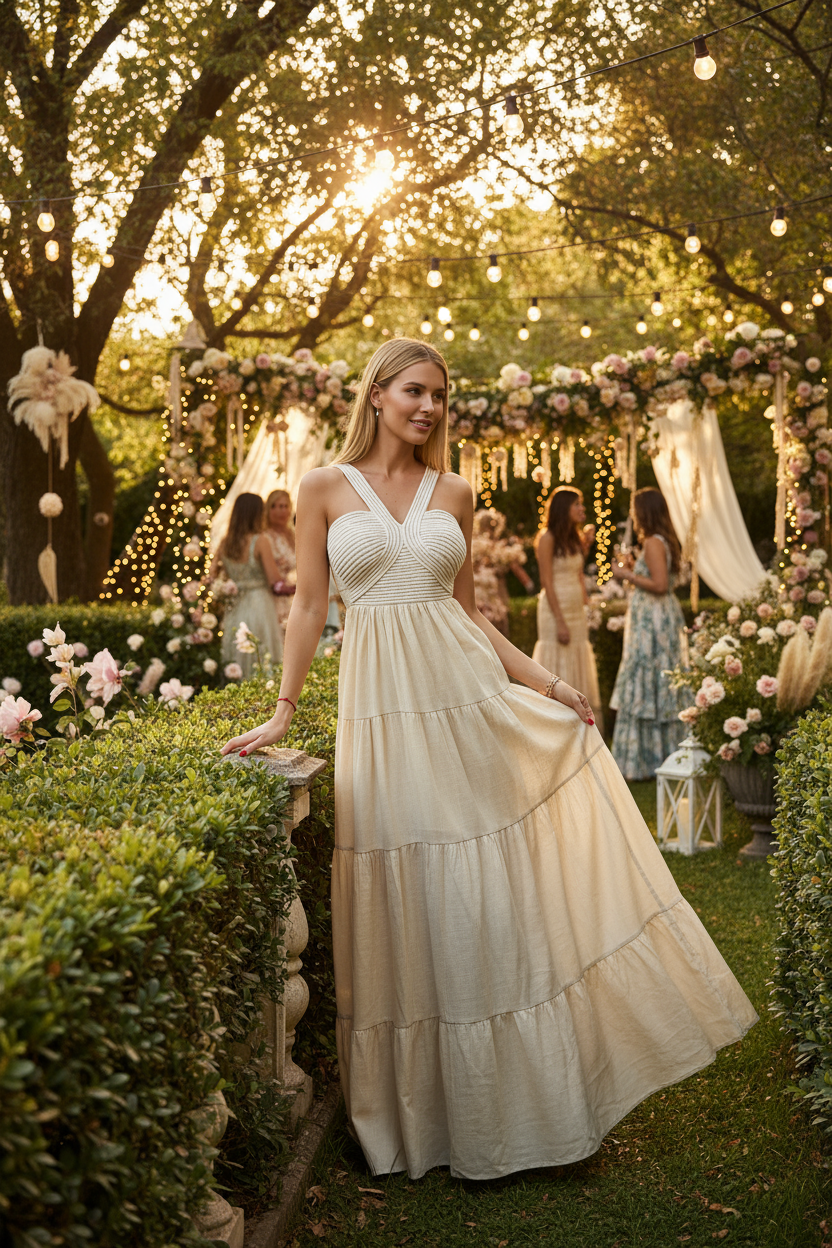 Organic Beige Boho Dress