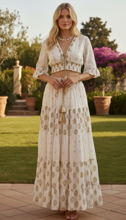 Aurora Golden Embroidered Boho Set