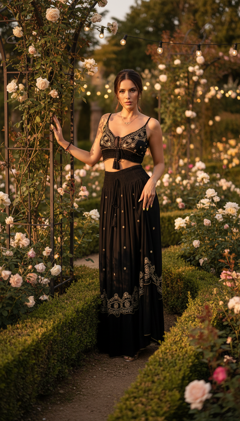 Luna Black Cotton Set