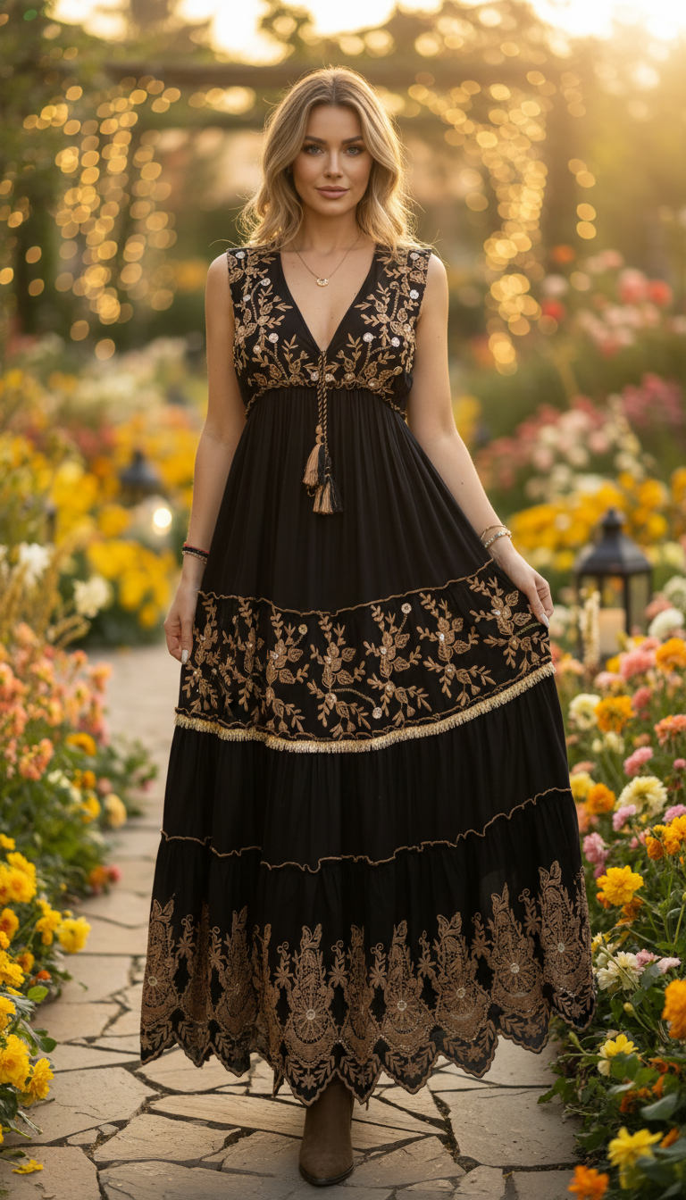 Golden Garden Noir Maxikleid