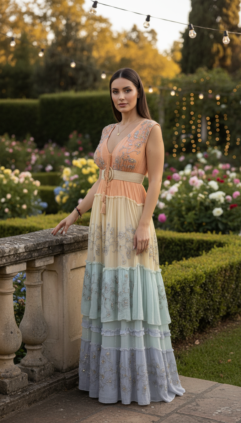 Sunset Orange Boho Maxi Dress