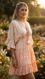 Robe bohème orange courte