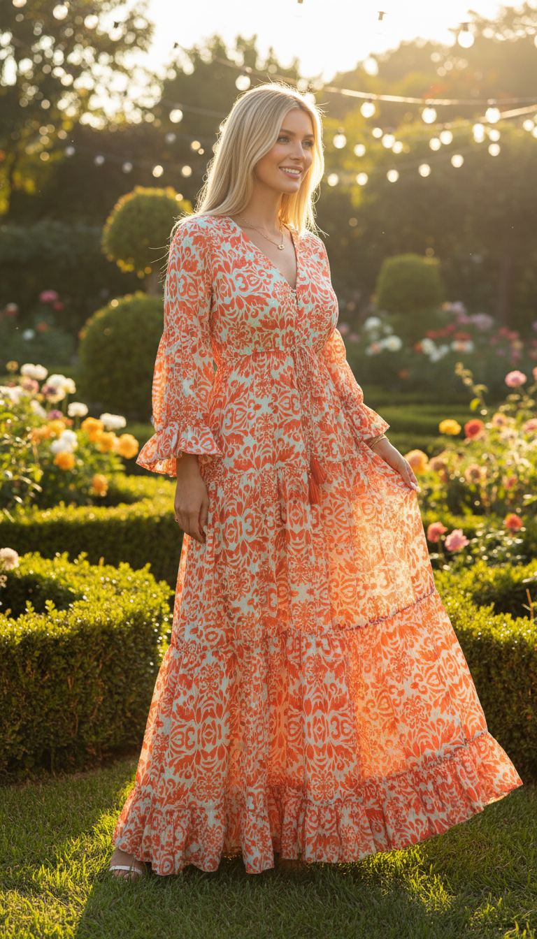 Sunset Bloom Silk Dress