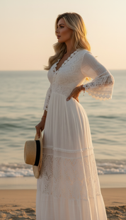 Robe en dentelle bohème pure