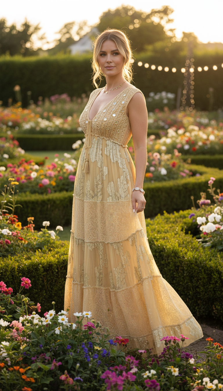 Golden Daydreams Boho Dress