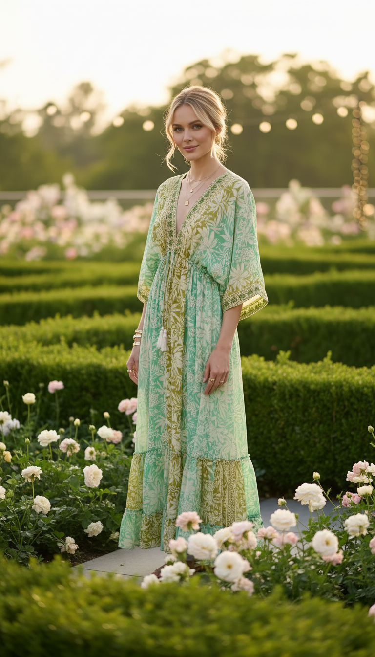 Golden Aura grünes Seidenkleid