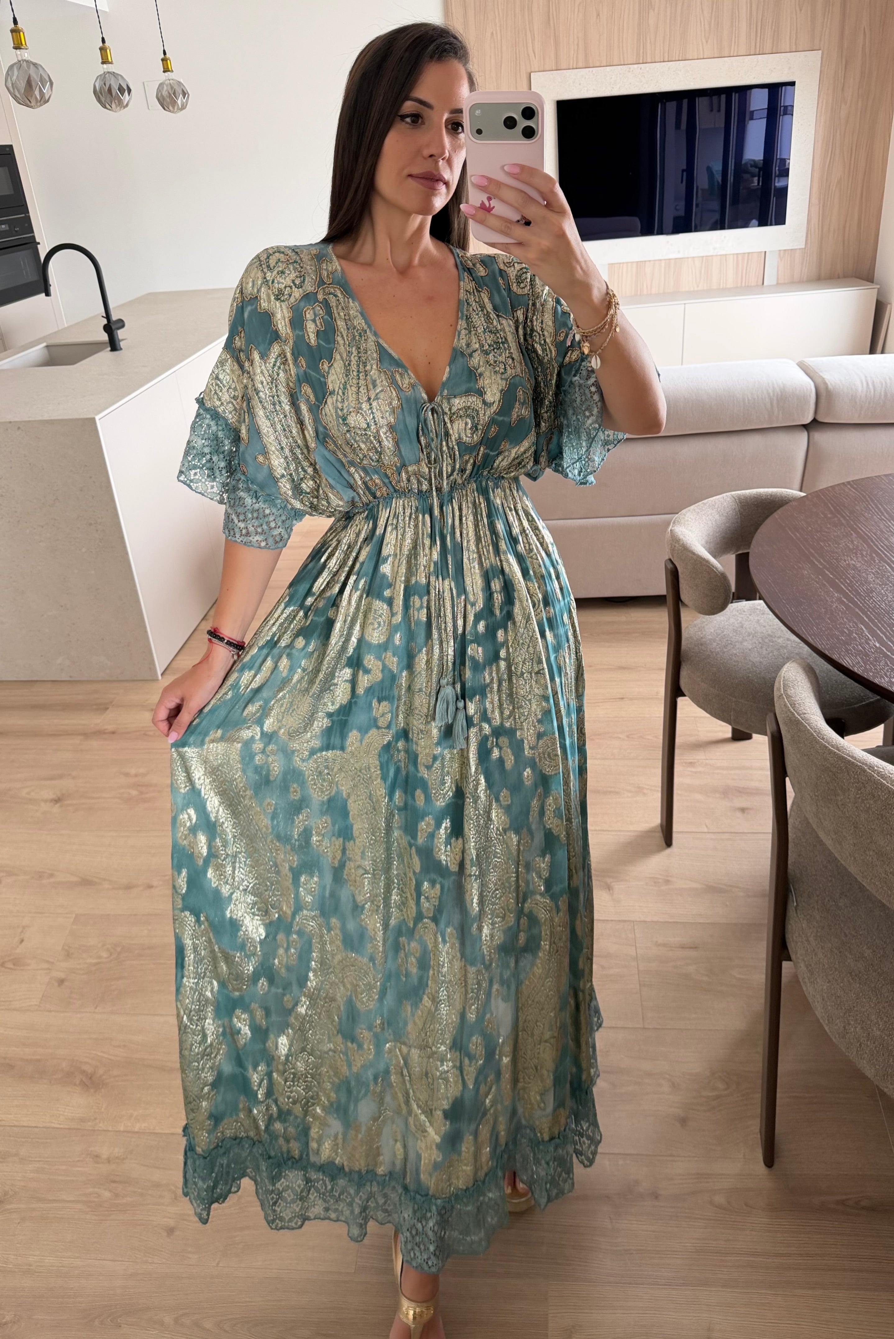 Chantilly Garden Blue Boho Long Dress
