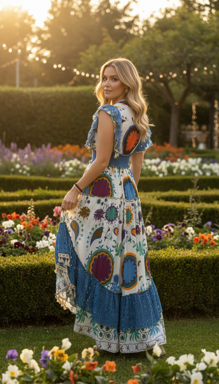 Alma Garden Blue Maxi Dress