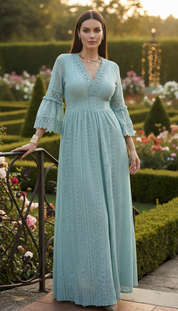 Robe en dentelle sauge