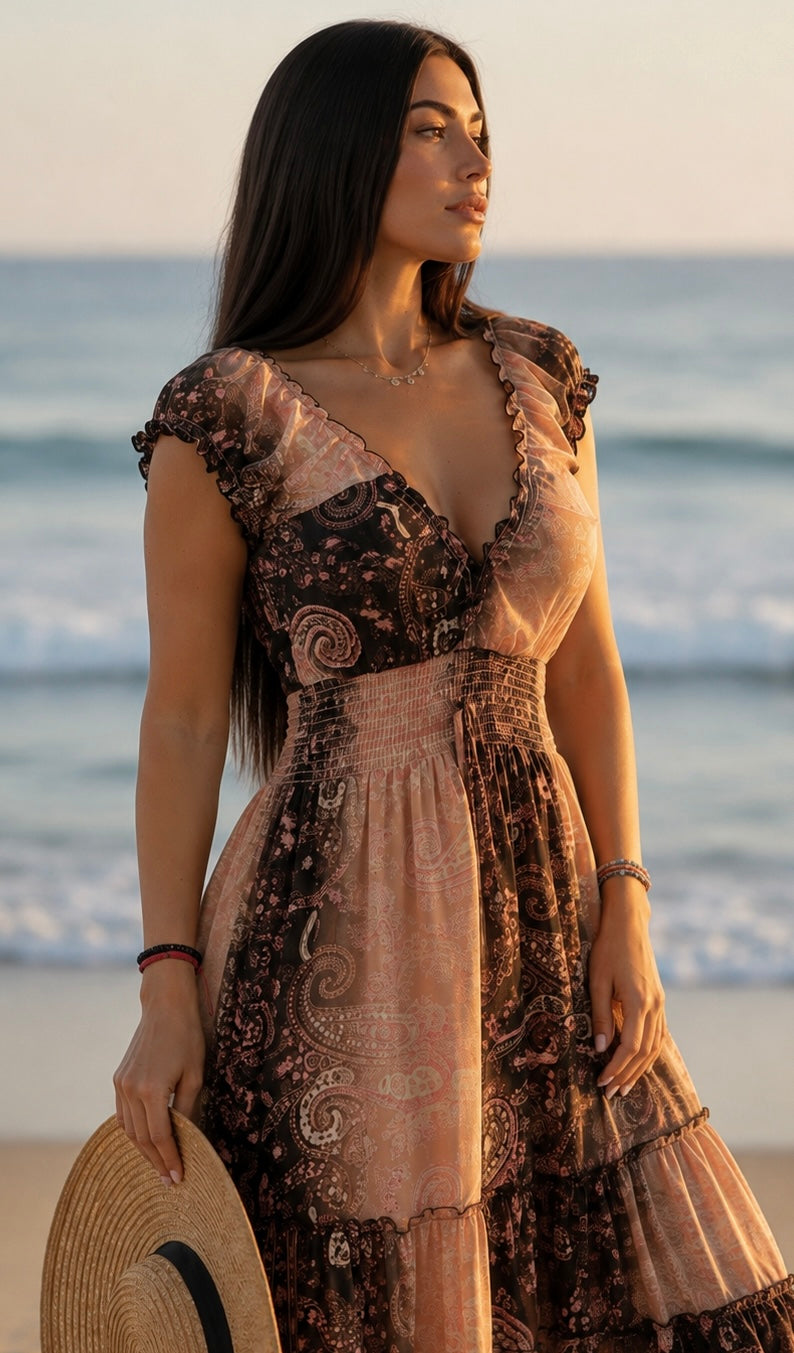 Amara Pink Silk Maxi Dress