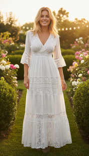 Boho White Lace Dress