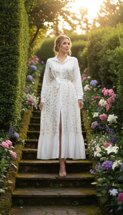 Boho-Maxikleid mit goldener Stickerei