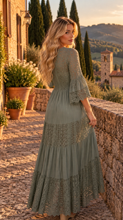 Ivory Moon Green Lace Dress