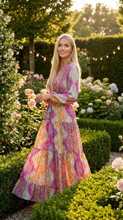 Robe en soie bleu aurore