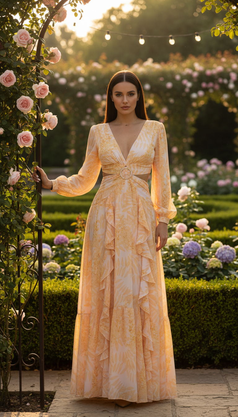 Romantic Silk & Organic Cotton Maxi Dress