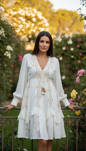 Desert White Mini boho Dress
