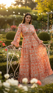 Sunset Bloom Silk Dress