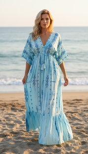 Seafoam Embroidered Maxi Dress