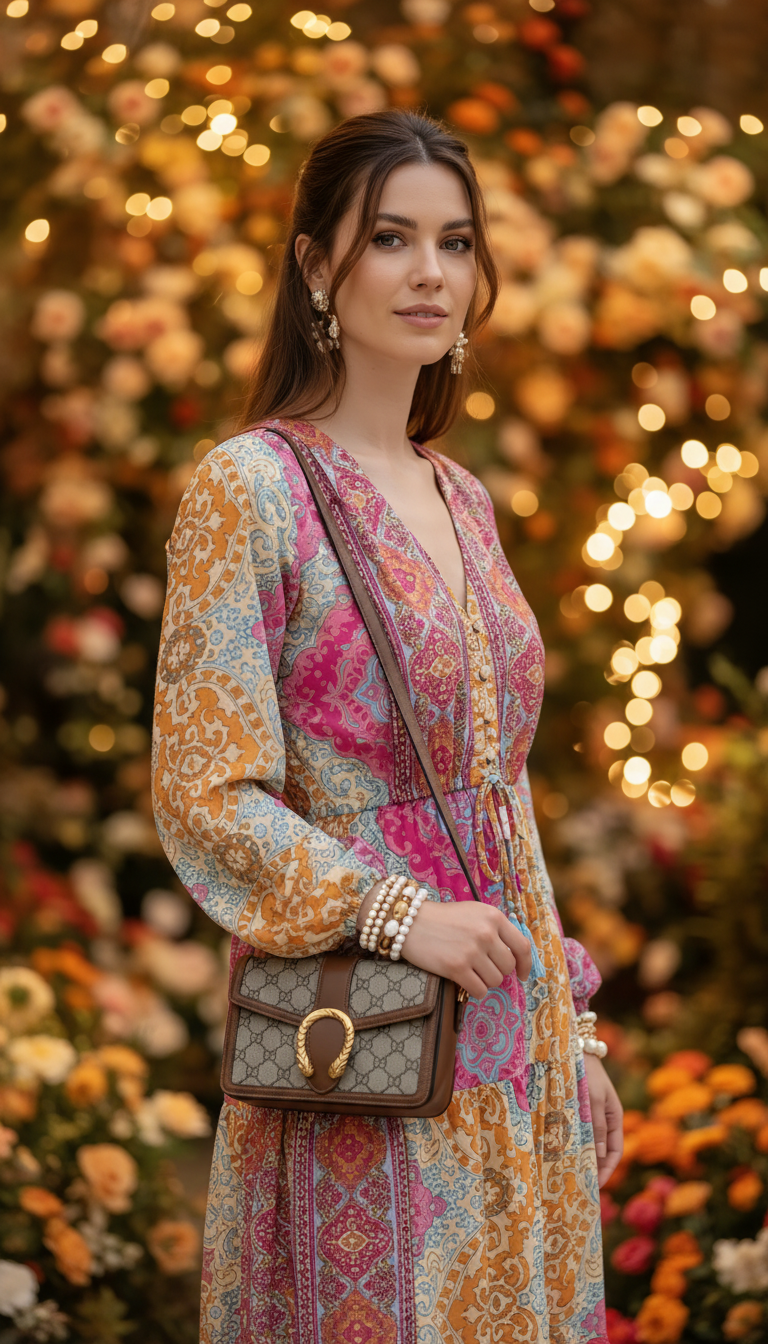 Robe en soie rose Aurore