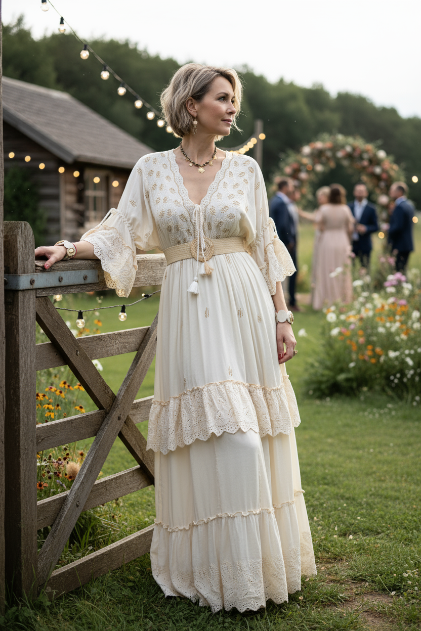 Mansi White Boho Dress