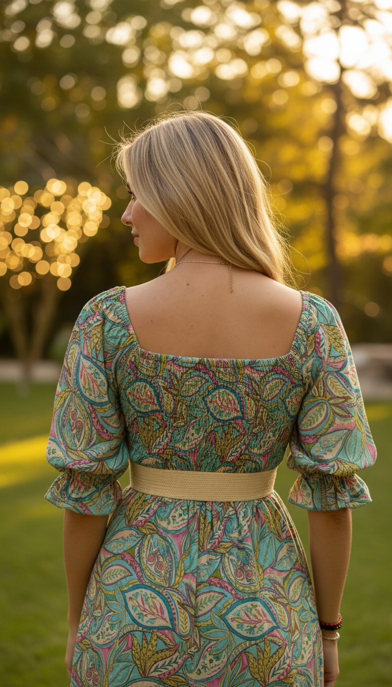 The Smocked Blue Silk Dress