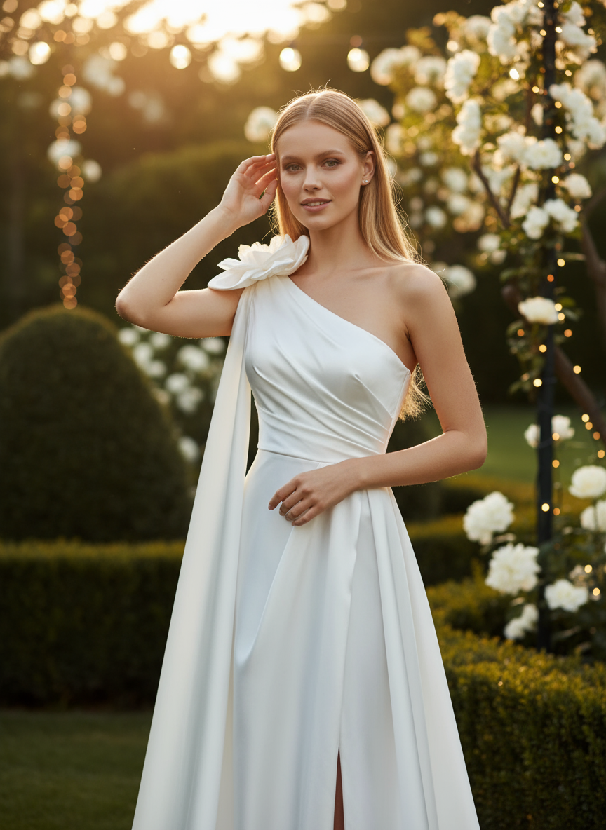 Mikado One-Shoulder Wedding Dress