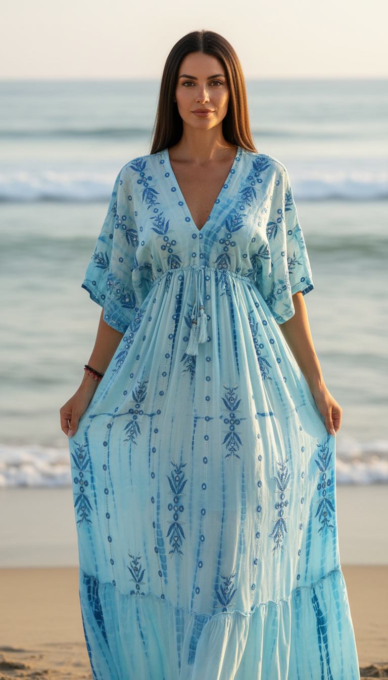 Seafoam Embroidered Maxi Dress