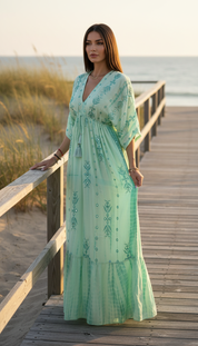 Seafoam Embroidered Maxi Dress