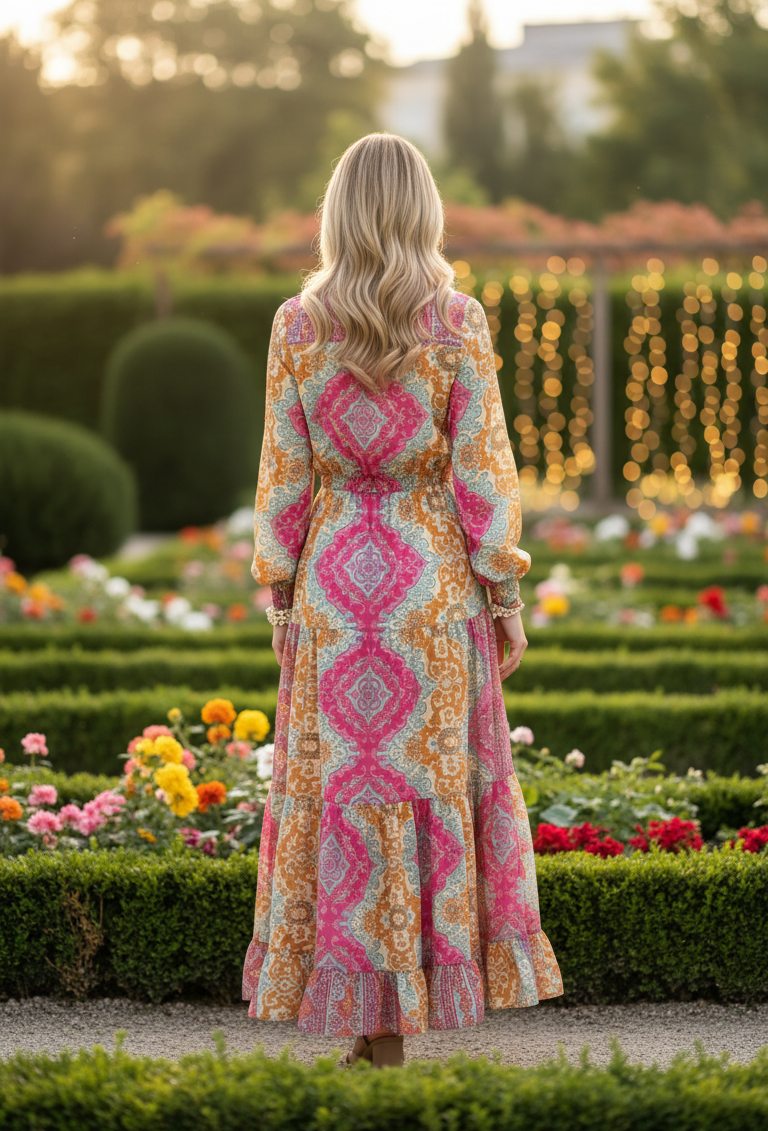 Robe en soie rose Aurore