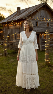 Boho White Lace Dress