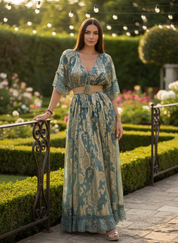Chantilly Garden Blue Boho Long Dress