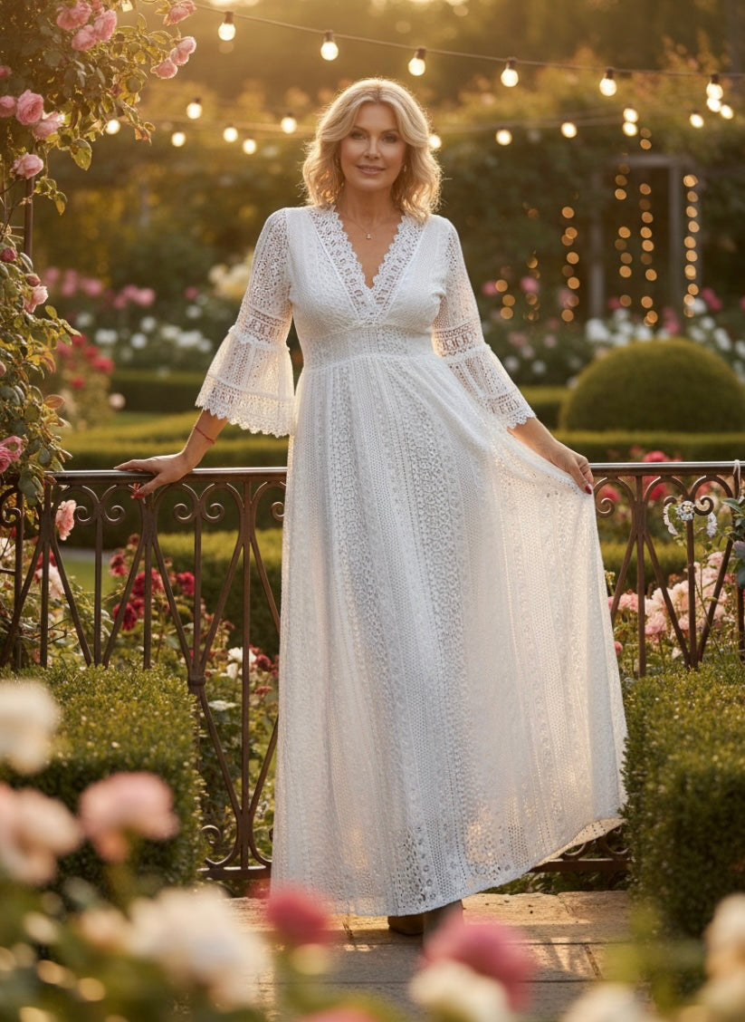 Salbeigrünes Spitzenkleid