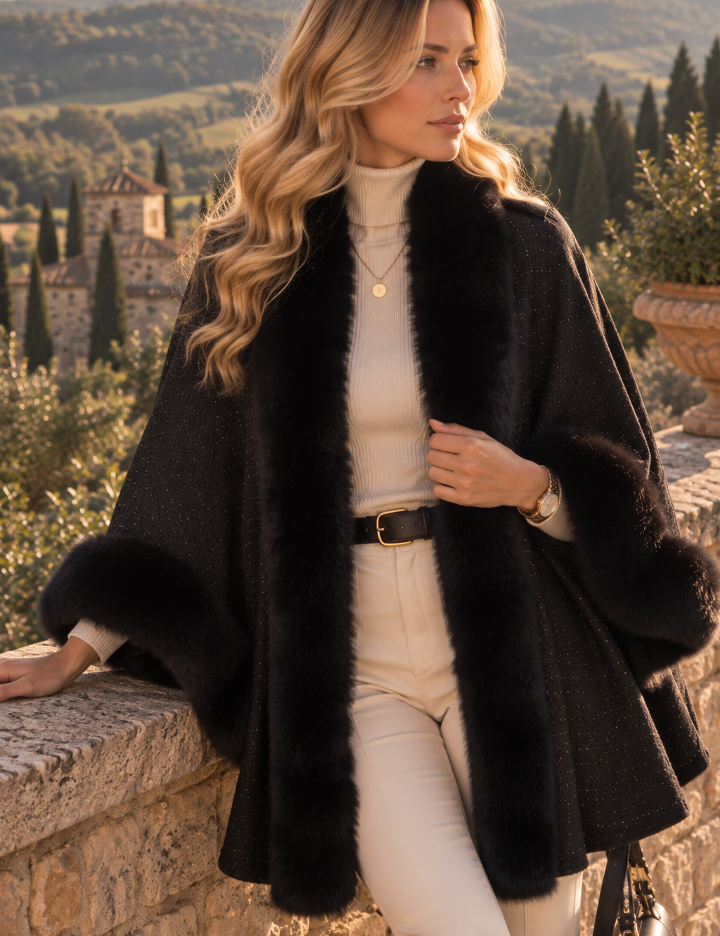 Siena Faux Fur Boho Cape
