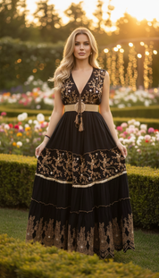 Golden Garden Noir Maxikleid