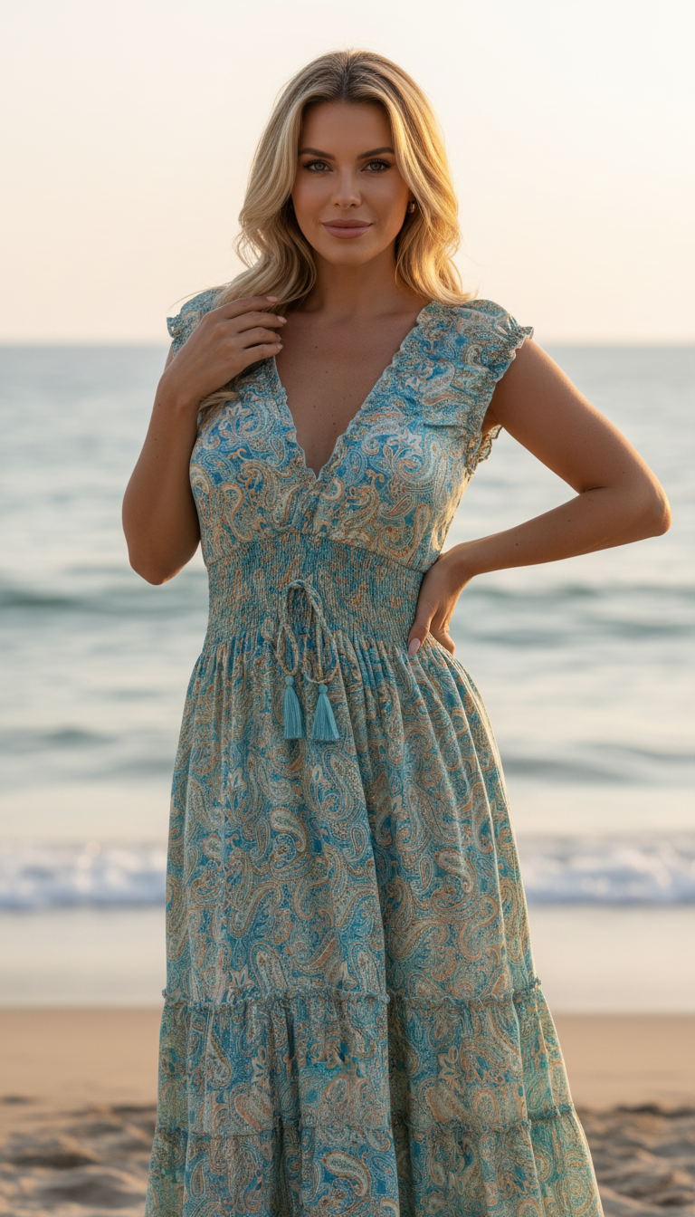Amara Blue Silk Maxi Dress