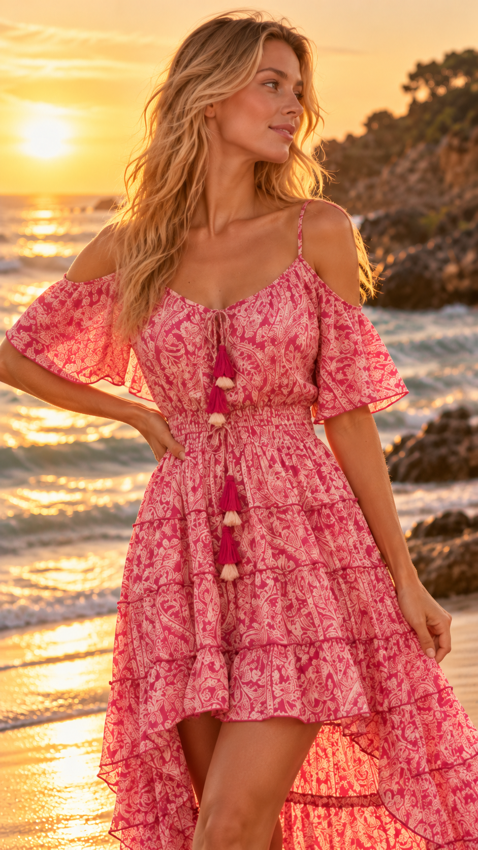 Gardenia-Kleid aus rosa Seide