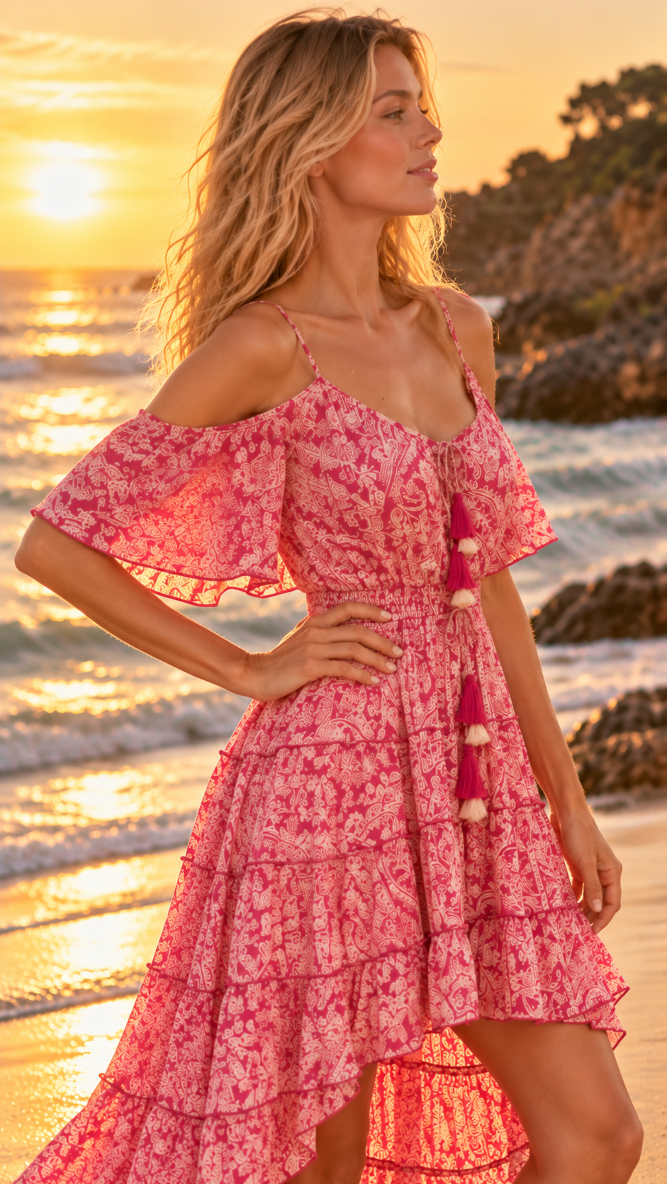 Gardenia-Kleid aus rosa Seide