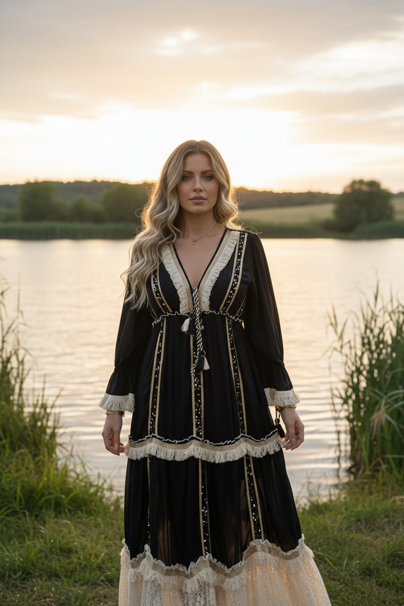 Midnight Boho Elegance in Black