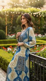 Robe en soie bleu aurore