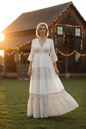 Boho Beige Lace Dress