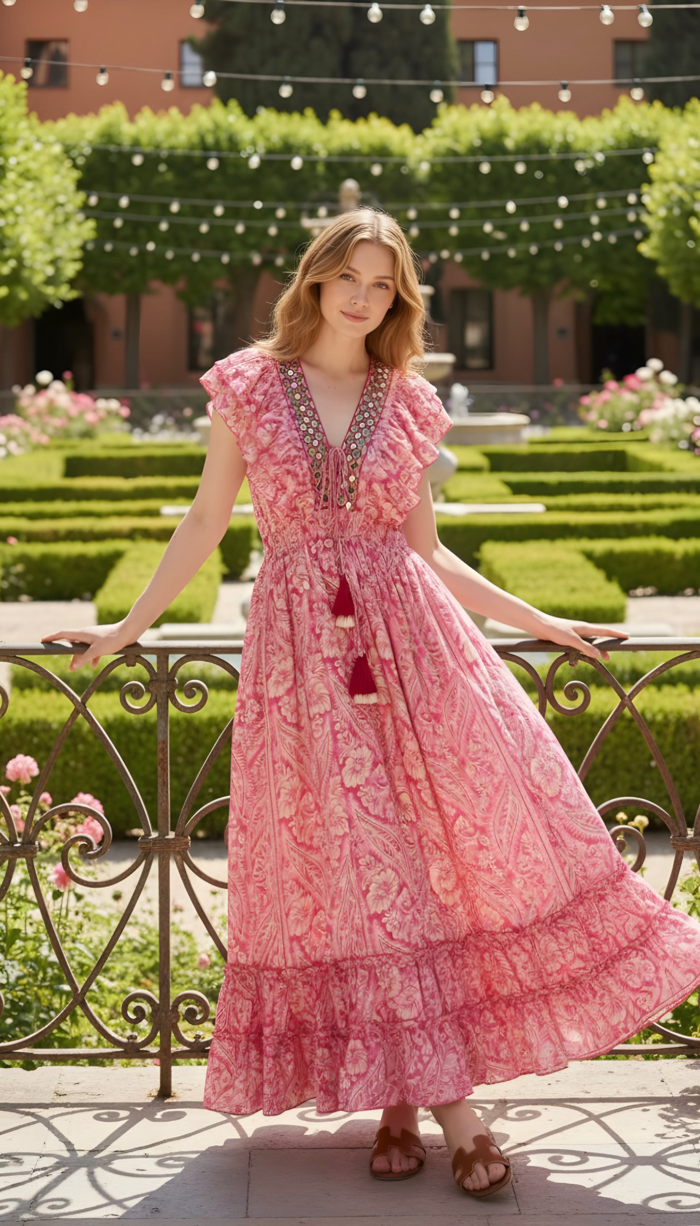 Aurora-rosa Seidenkleid