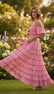 Robe en soie rose gardénia