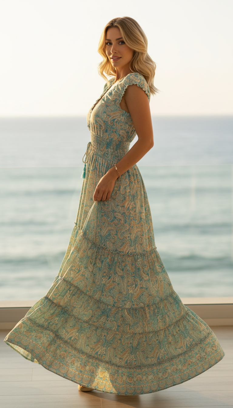Amara Blue Silk Maxi Dress