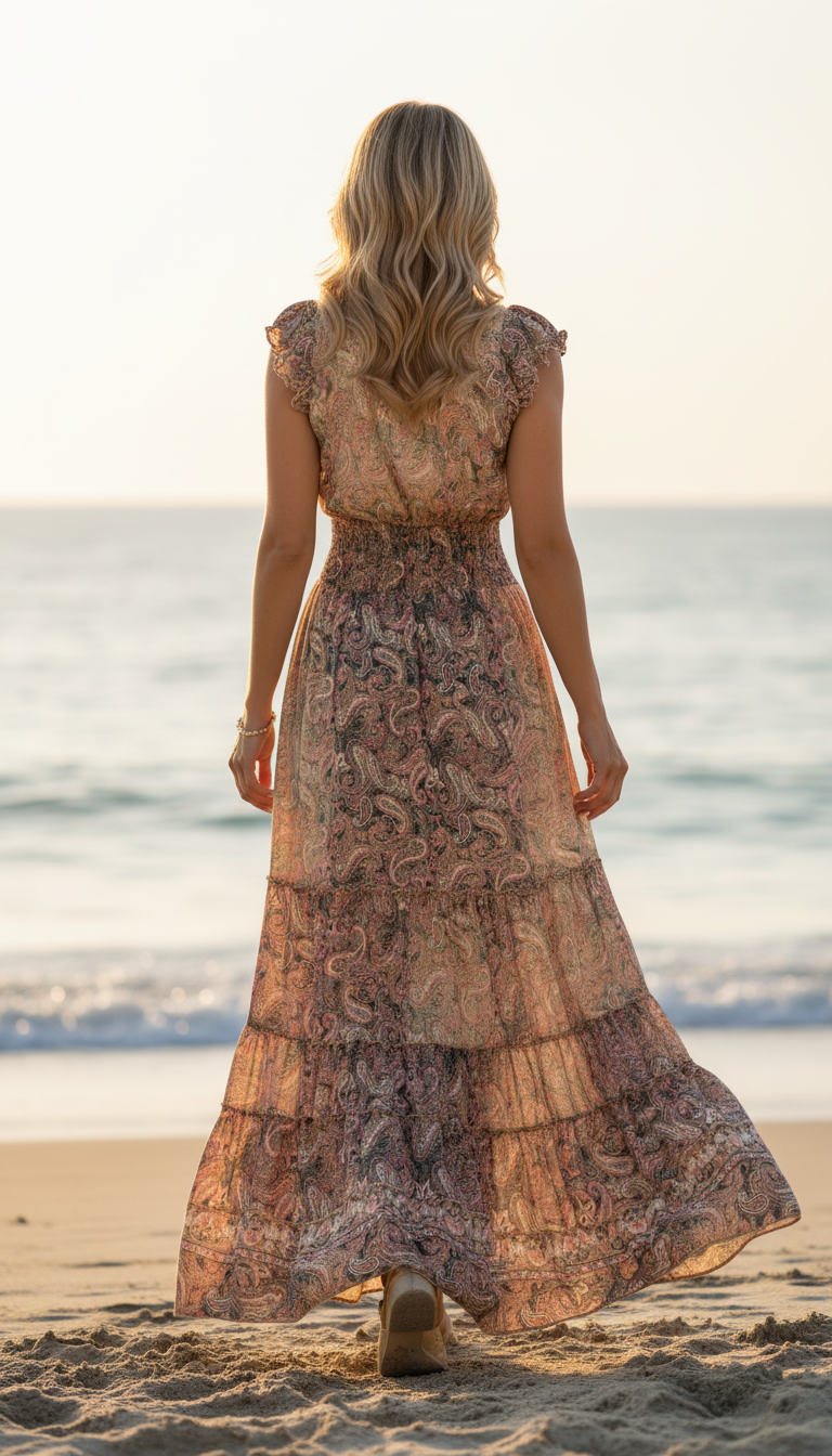 Amara Wheat Silk Maxi Dress