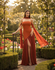 Terracota Elegant Strapless Party Dress